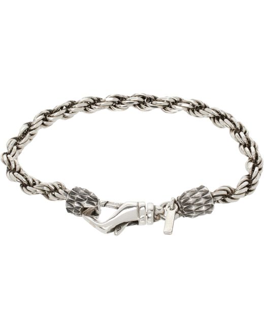 メンズ Emanuele Bicocchi シルバー Tiny French Rope ブレスレット Black