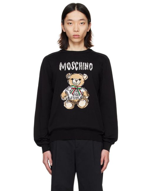 Moschino Black Intarsia Sweater for men