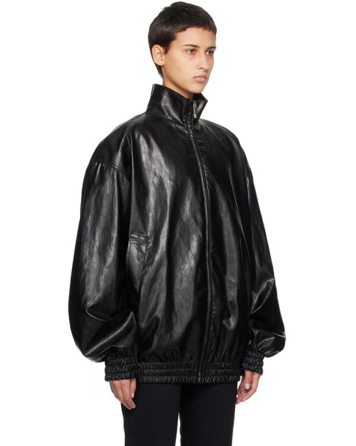 Gcds Black Oversized Faux-leather Jacket