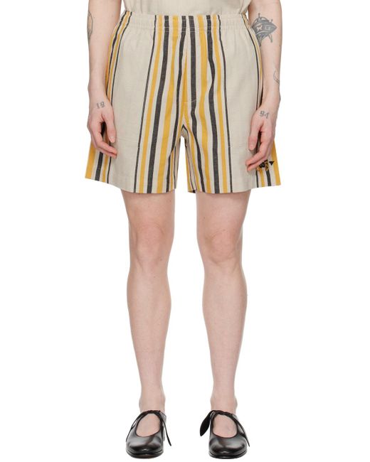 Bode Natural Beige & Orange Namesake Stripe Shorts