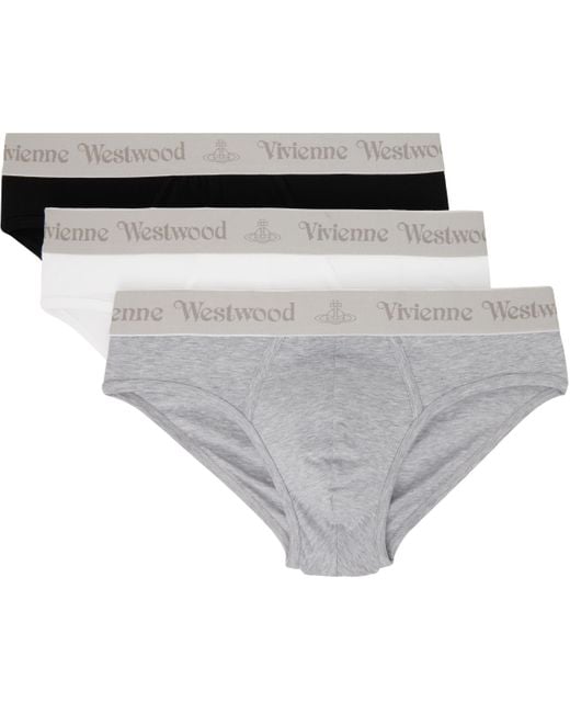 Vivienne Westwood White Three-Pack & Band Slip Briefs for men