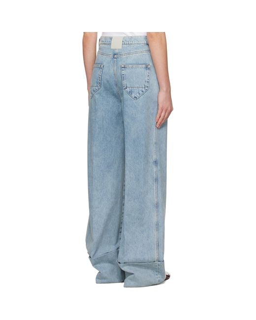 Lanvin Blue Wide-Leg Cuffed Jeans
