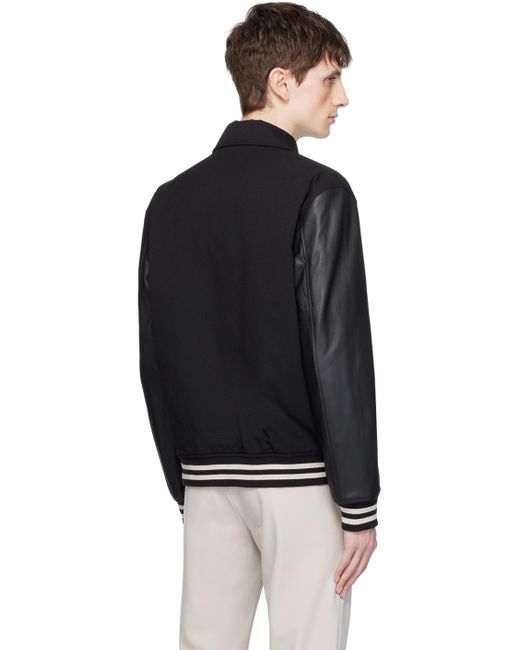 Theory Black Spread Collar Bomber Jacket for men