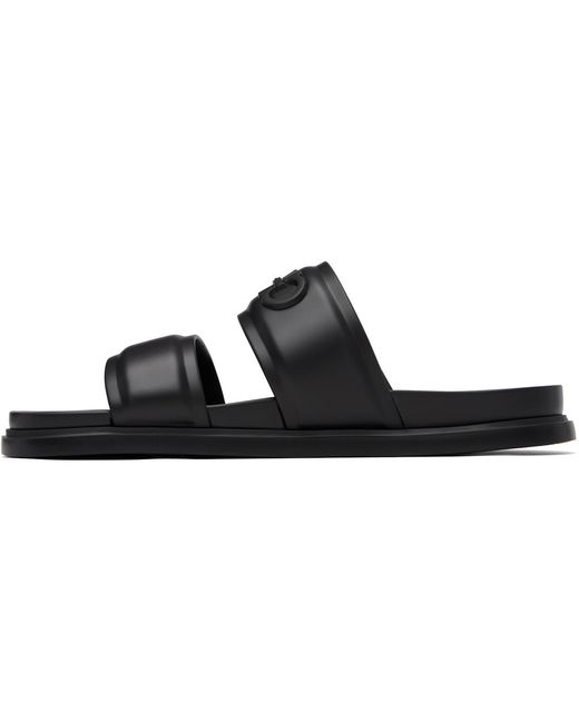 Ferragamo Black Gancini Ornament Slide Sandals for men