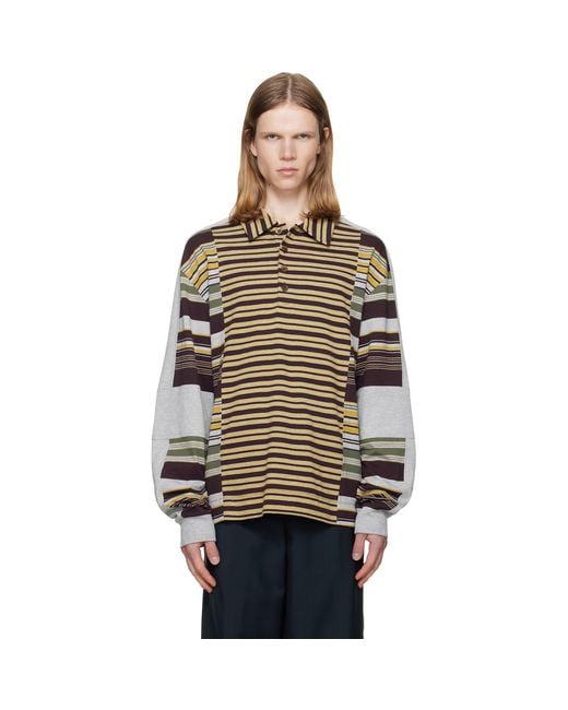 Dries Van Noten Multicolor Burgundy & Striped Cotton Polo for men