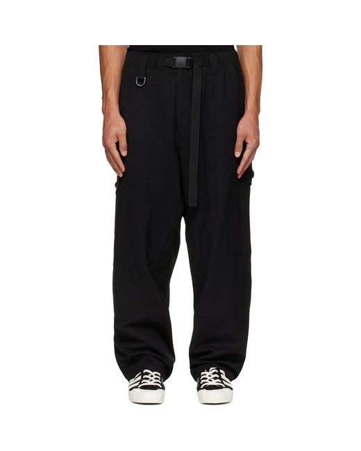 Y-3 Black Wool Utility Cargo Pants for men