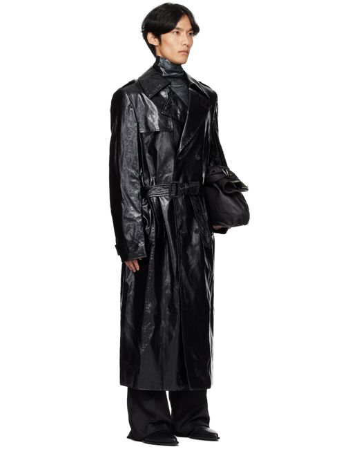 MM6 by Maison Margiela Shiny Coated Linen Coat in Black for Men | Lyst