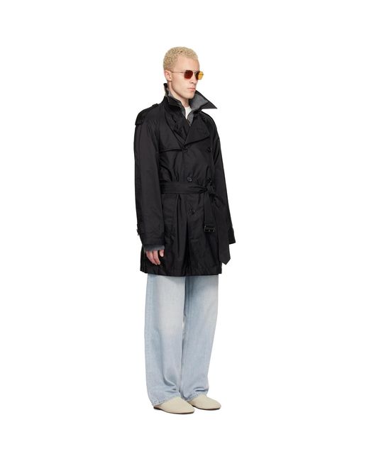 Burberry Black Mid-Length Nylon Leadenham Trench Coat for men