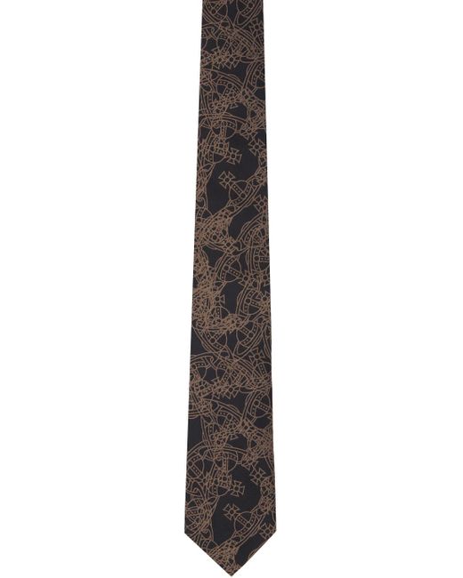 Cravate noir et taupe à motif à orbes Vivienne Westwood pour homme en coloris Black