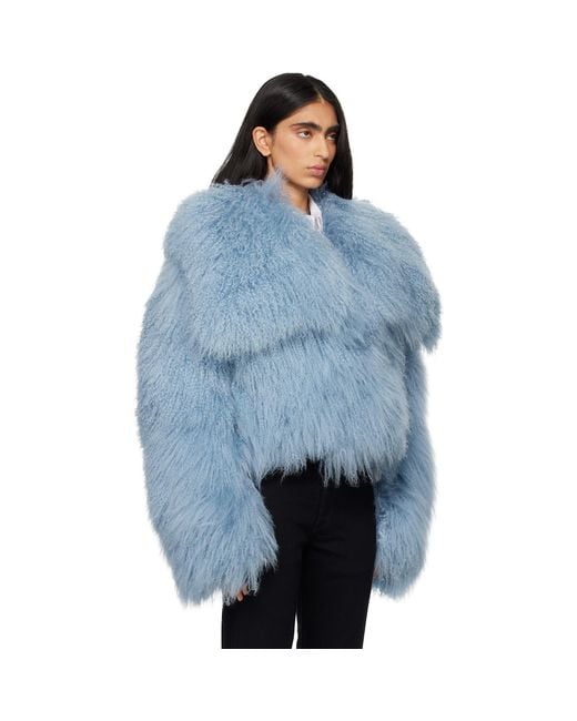 The Attico Blue Shearling Bomber Jacket