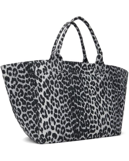 Ganni Black Leopard Sequin Xxl Tote