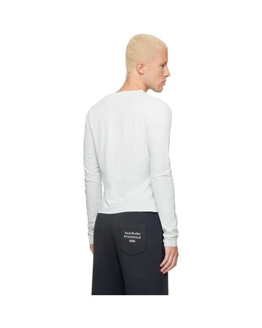 Acne White Distressed Logo T-Shirt for men