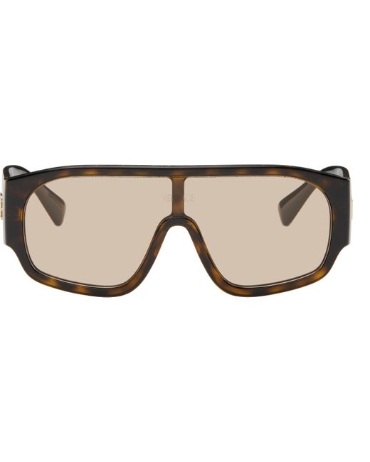 Versace ブラウン アセテート シールドサングラス Black