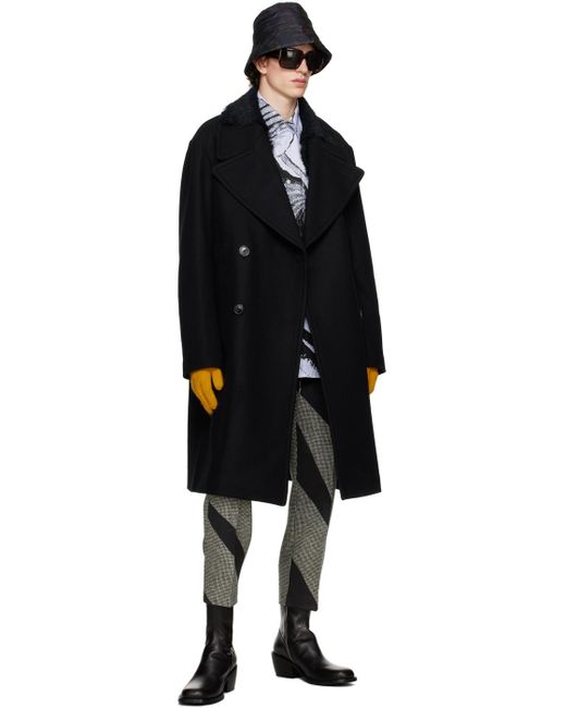 Manteau noir à double boutonnage Dries Van Noten pour homme en coloris Black
