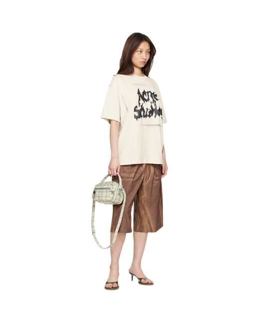Acne Natural Off- Gothic Logo T-Shirt