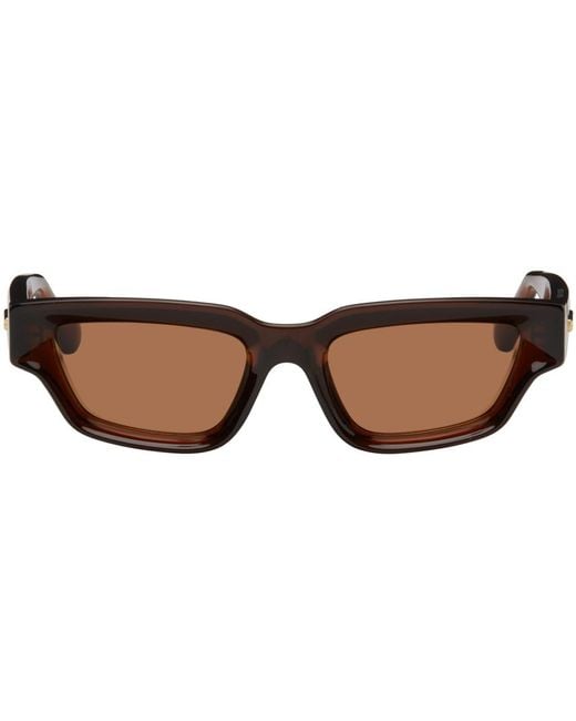 Bottega Veneta Black Brown Sharp Square Sunglasses for men