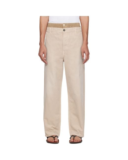 Marni Natural Layered Waistband Trousers for men