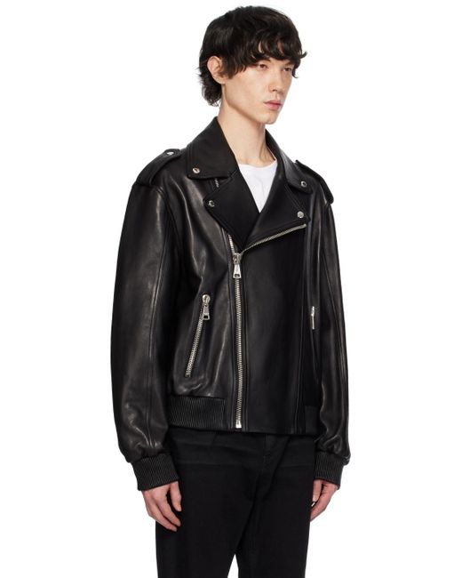 Balmain Leather Bomber Jacket in Black for Men | Lyst UK
