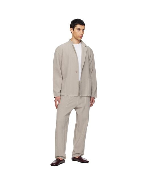 Homme Plissé Issey Miyake White Inlaid Knit Trousers for men