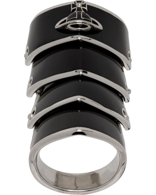 Vivienne Westwood Silver & Black Artemis Ring for men