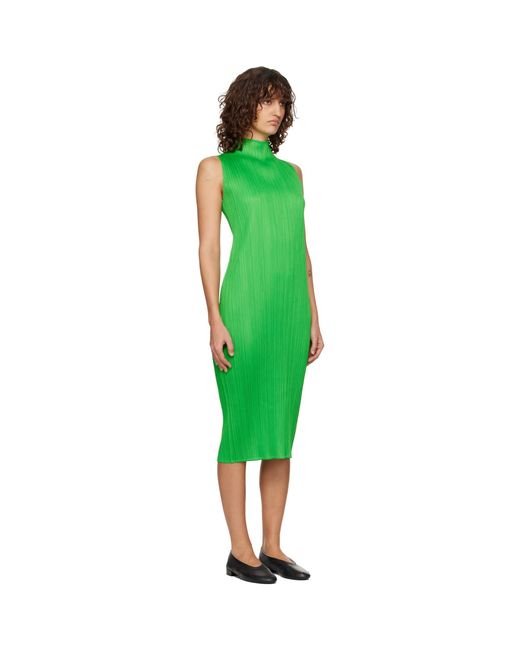 Pleats Please Issey Miyake Green Monthly Colors April Midi Dress