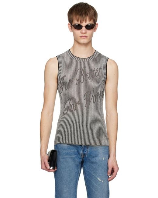 Acne Black Grey 'for Better For Worse' Tank Top for men