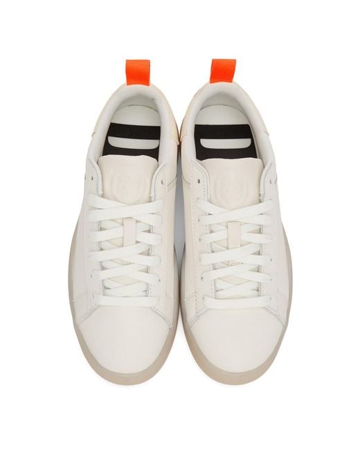 DIESEL White And Orange S-clever Low Sneakers for Men | Lyst