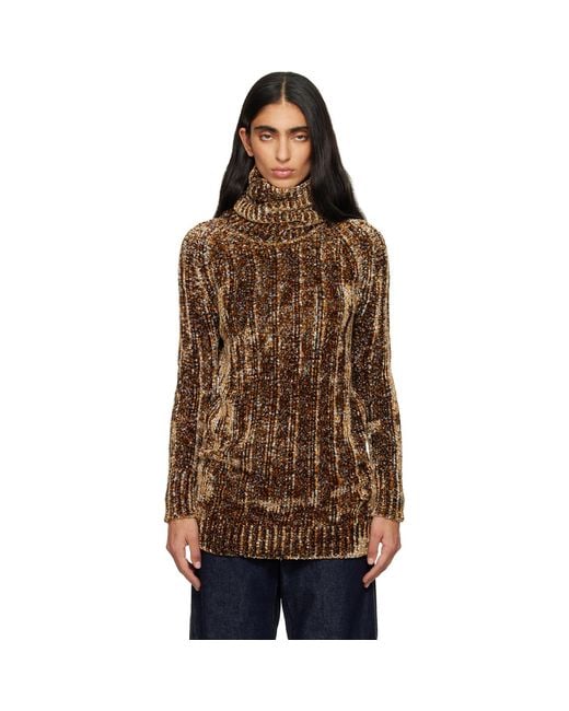Dries Van Noten Brown Long Viscose Turtleneck