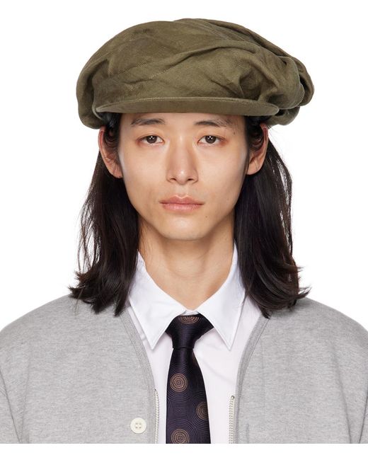 Yohji Yamamoto Gray Khaki Deformed Clochet Flat Cap for men