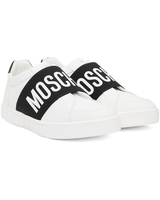 メンズ Moschino &ホワイト スリッポンスニーカー Black