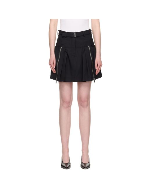 3.1 Phillip Lim Black Utility Double Zip Belted Miniskirt