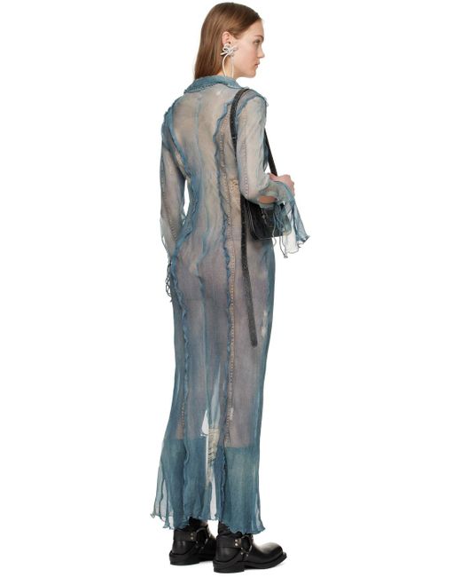 Acne Black Blue Print Maxi Dress