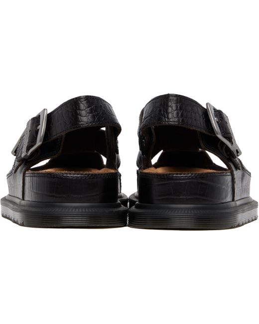 メンズ Dr. Martens ブラウン Crocodile Analine Leather フィッシャーマン サンダル Black
