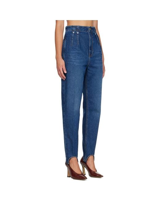 Mugler Blue Washed Denim Cigarette Stirrup Jeans