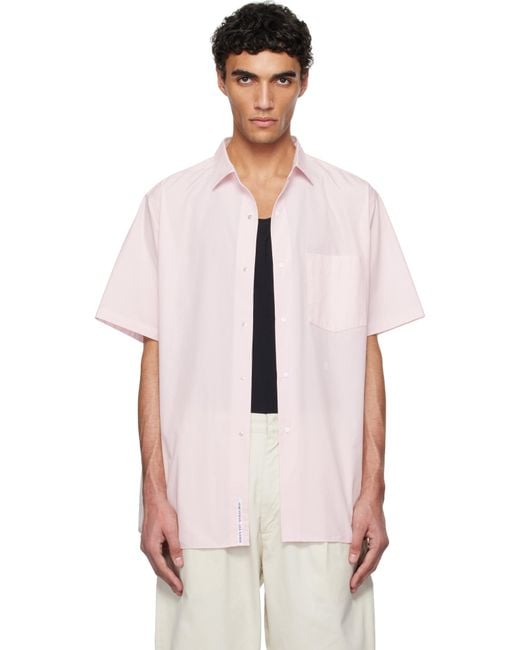 Nanamica Pink Regular Collar Wind S/S Shirt for men