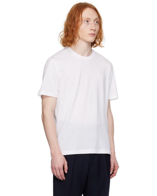 メンズ Brioni ホワイト ロゴ刺繍 Tシャツ White