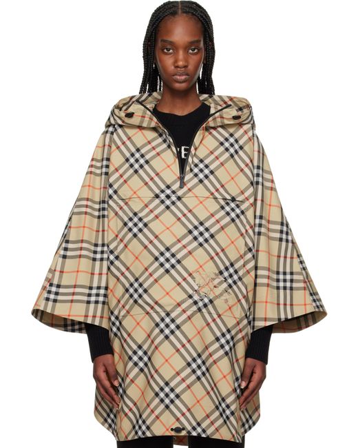 Burberry Natural Packaway Check Twill Cape Jacket