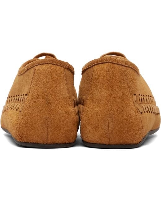 Hereu Brown Tan Birla Suede Loafers for men