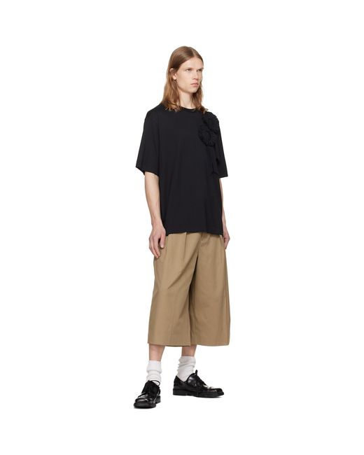 Simone Rocha Black Ruffle Rosette Boxy T-Shirt for men