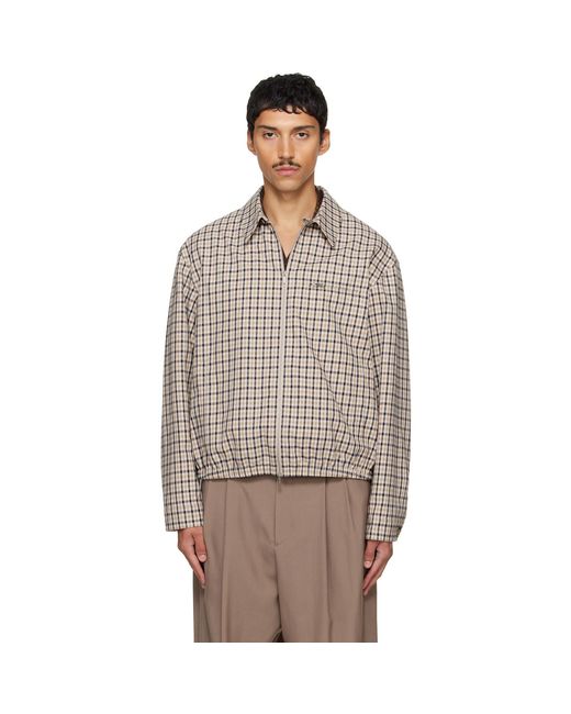 Ferragamo Brown Check Bomber Jacket for men