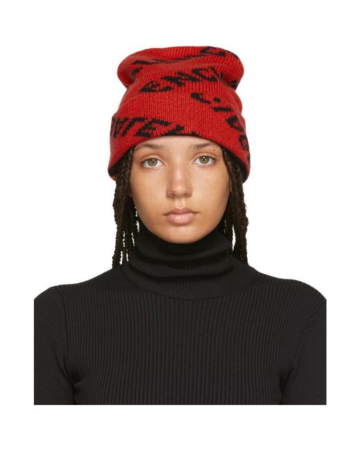 Balenciaga Wool Orange Logo Beanie in 