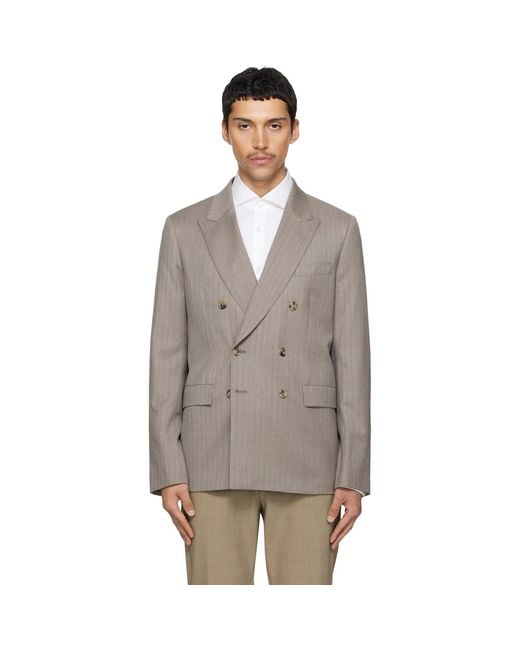 Paul Smith Multicolor Taupe Striped Blazer for men