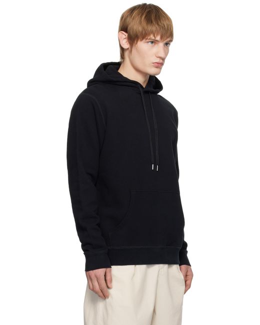Sunspel Black Loopback Hoodie for men