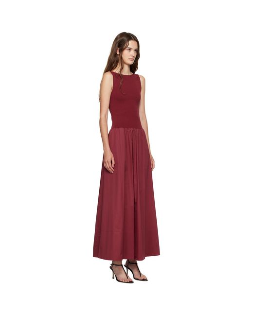 St. Agni Red Burgundy Bateau Cutout Dress