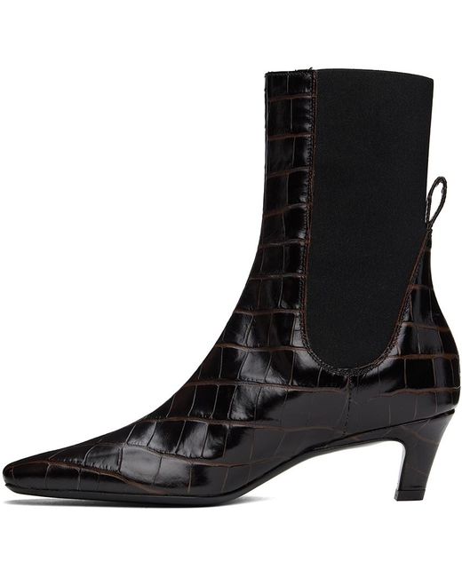 Totême  Black 'The Mid Heel' Leather Boots