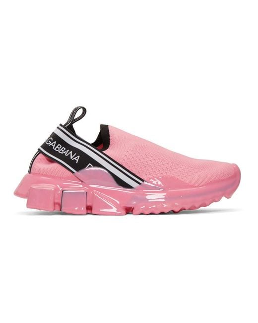 Dolce & Gabbana Pink Logo Sock Sneakers