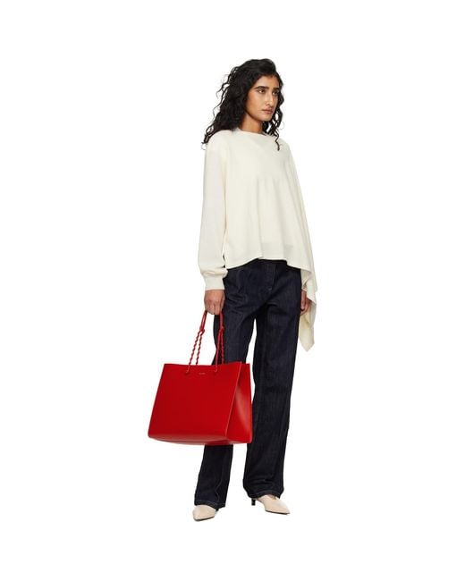 Jil Sander Red Tangle Shopping Ew Tote