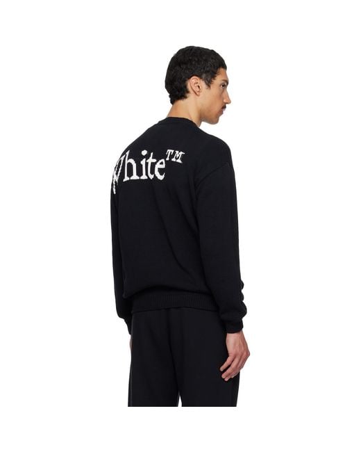 Off-White c/o Virgil Abloh Black 'Ow' Shared Logo Knit Crewneck Sweater for men