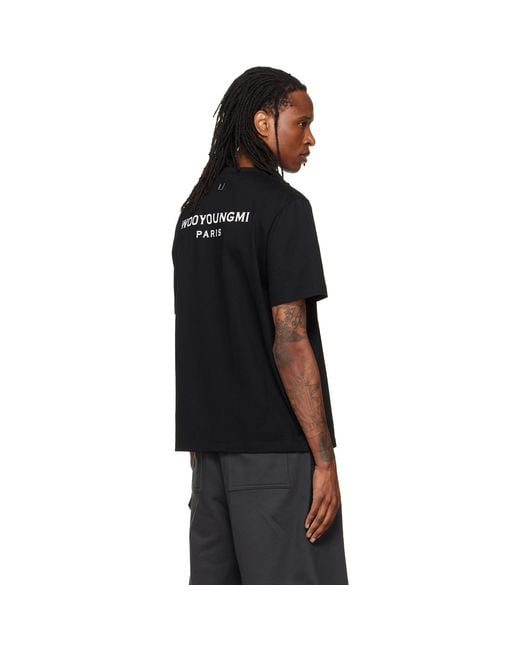 Wooyoungmi Black Cotton Back Logo T-Shirt for men