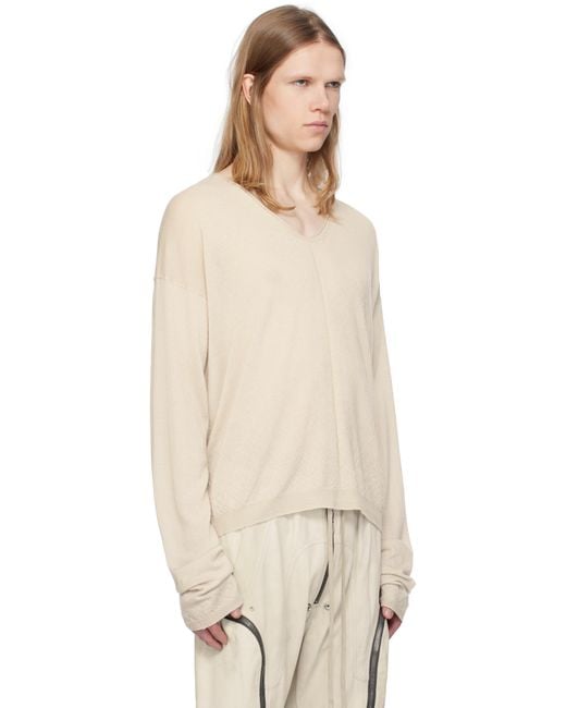 Rick Owens Natural Off- Hollywood Rasato Sweater for men